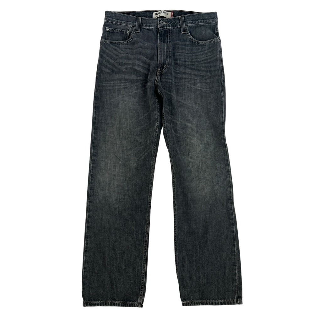 Levi's 505 Regular Fit Straight Leg Denim Jeans Grayish Raw Wash 36x32 Cotton